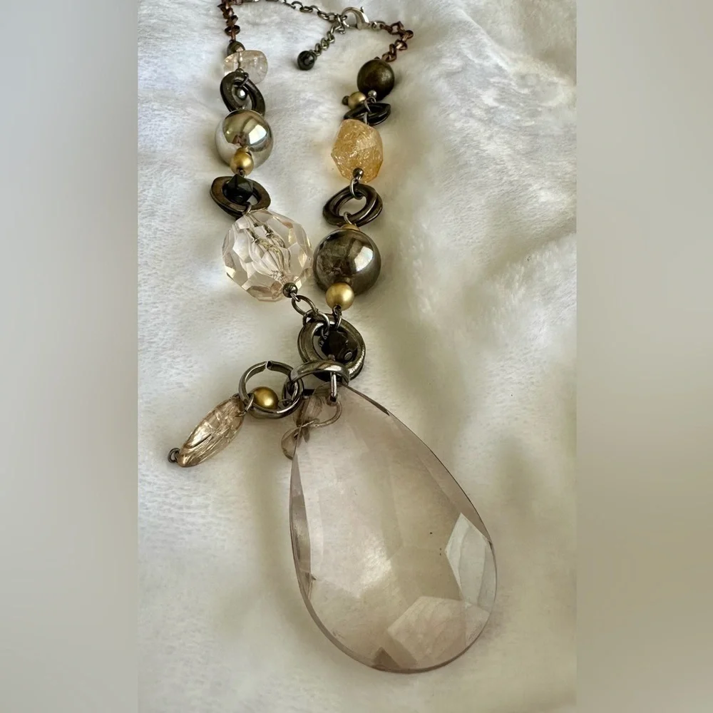 Crystal tear drop beaded statement necklace